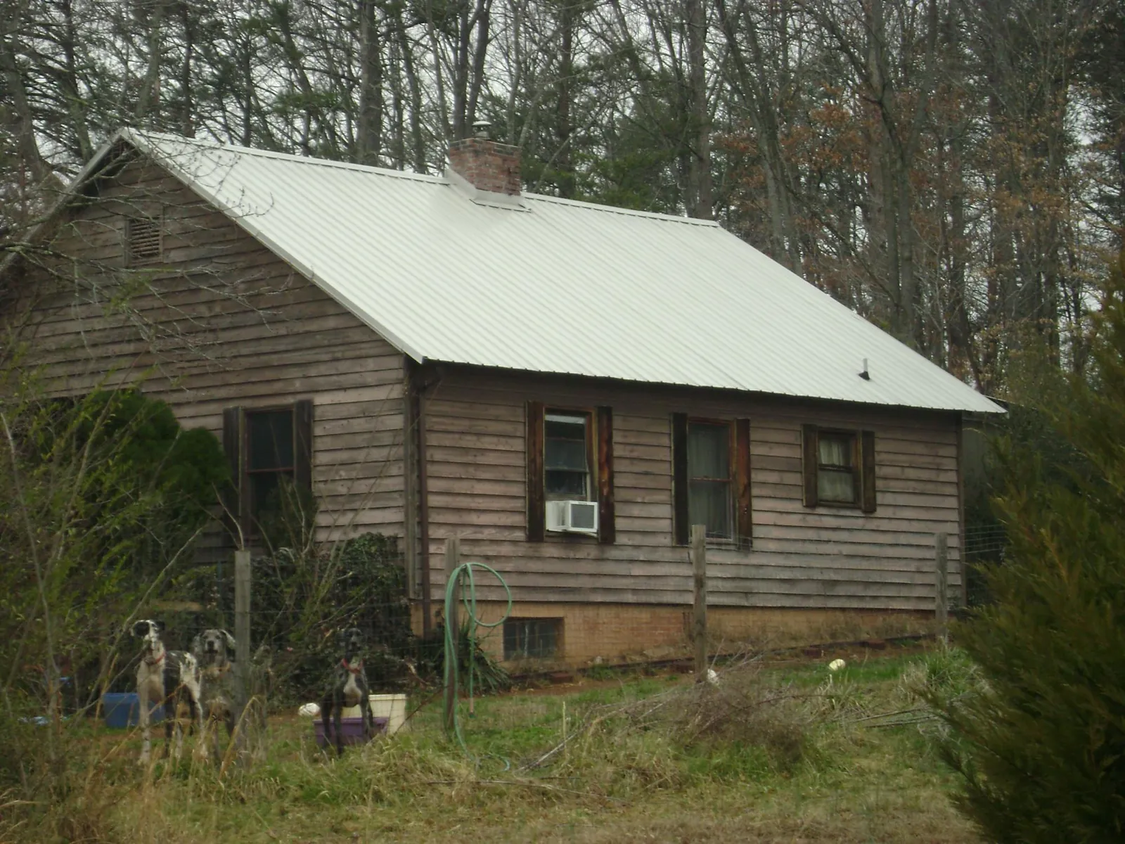 White metal roof on an old wood sided farmhouse, from a Metal Roof Installation job in Steeles Tavern